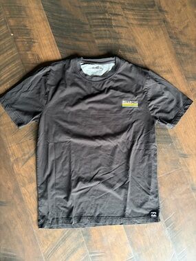 Billabong Black Tee with Yellow Logo Stripe